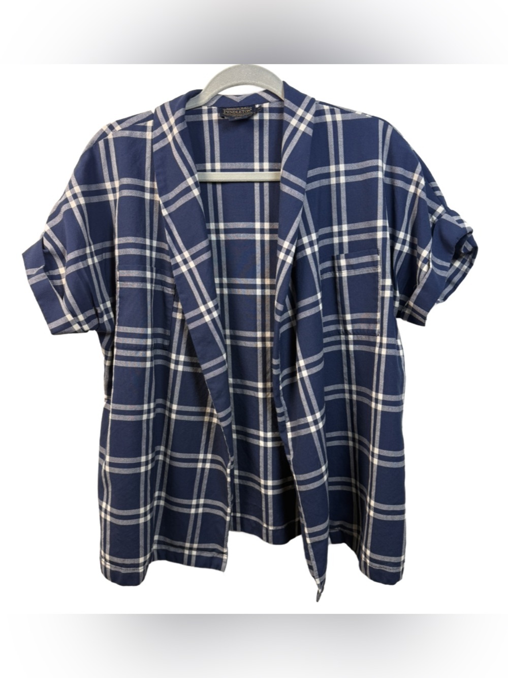 Pendleton Navy and White Plaid Shirt Jacket